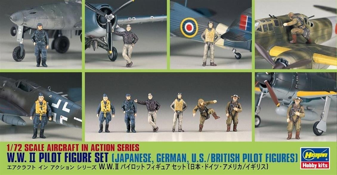 Hasegawa X72-8 35008 1/72 Ölçek, WW II Karışık Pilot Figürleri, Plastik Model Kiti