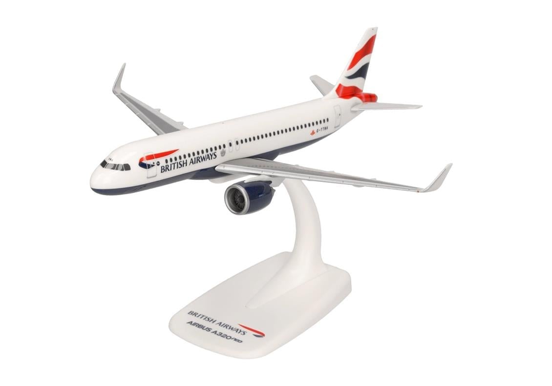 Herpa 612746 1/200 Ölçek, British Airways Airbus A320neo G-ttna, Snapfit, Sergilemeye Hazır Model Yolcu Uçağı
