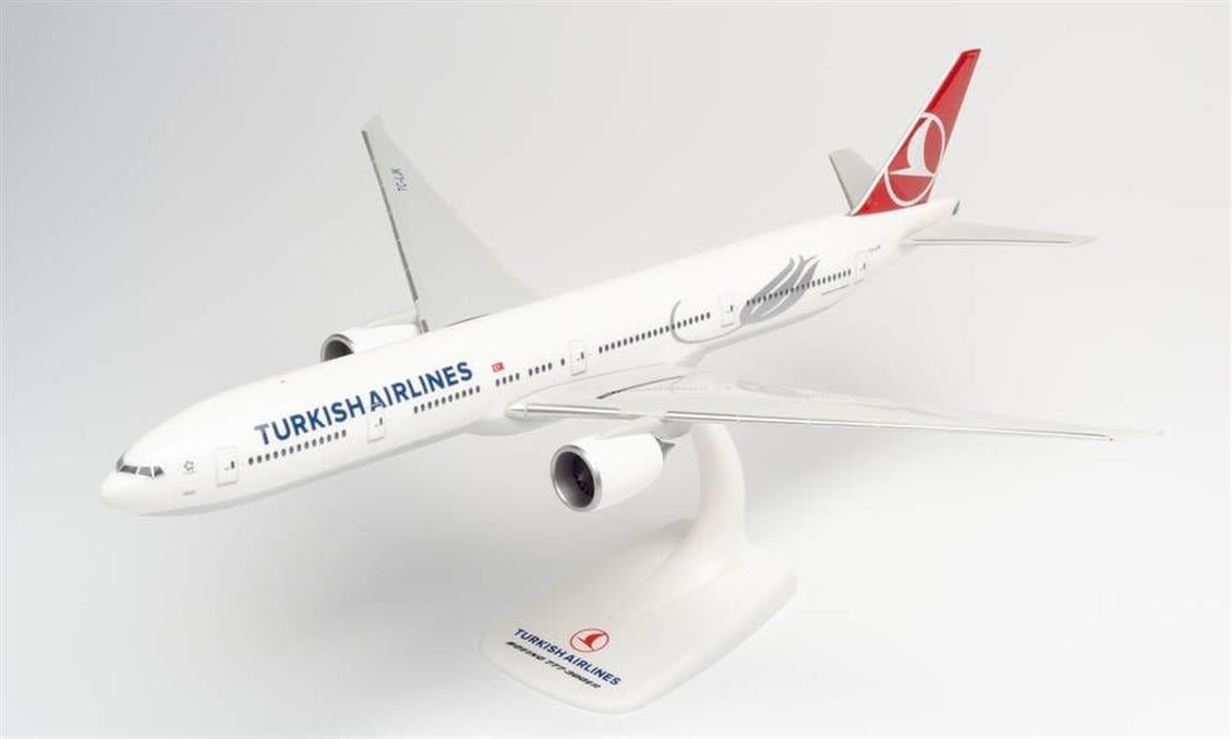 Herpa 613057 1/200 Ölçek, B777-300ER Turkish Airlines TC-Izmir, Snapfit, Sergilemeye Hazır Model Yolcu Uçağı
