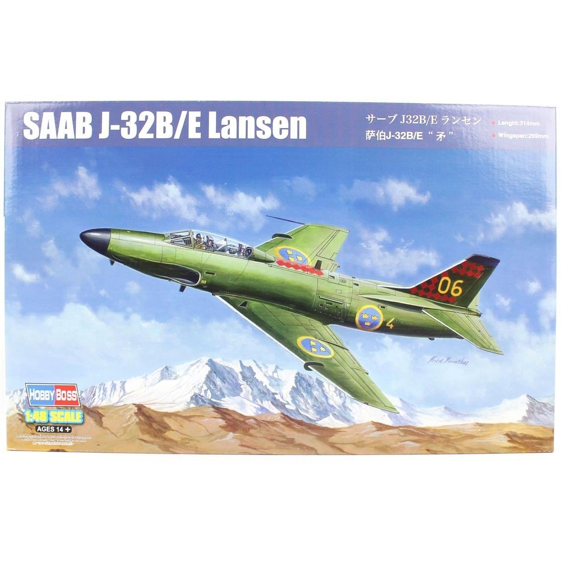 HobbyBoss 81752 1/48 Ölçek, SAAB J-32B/E Lansen, Savaş Uçağı, Plastik Model Kiti