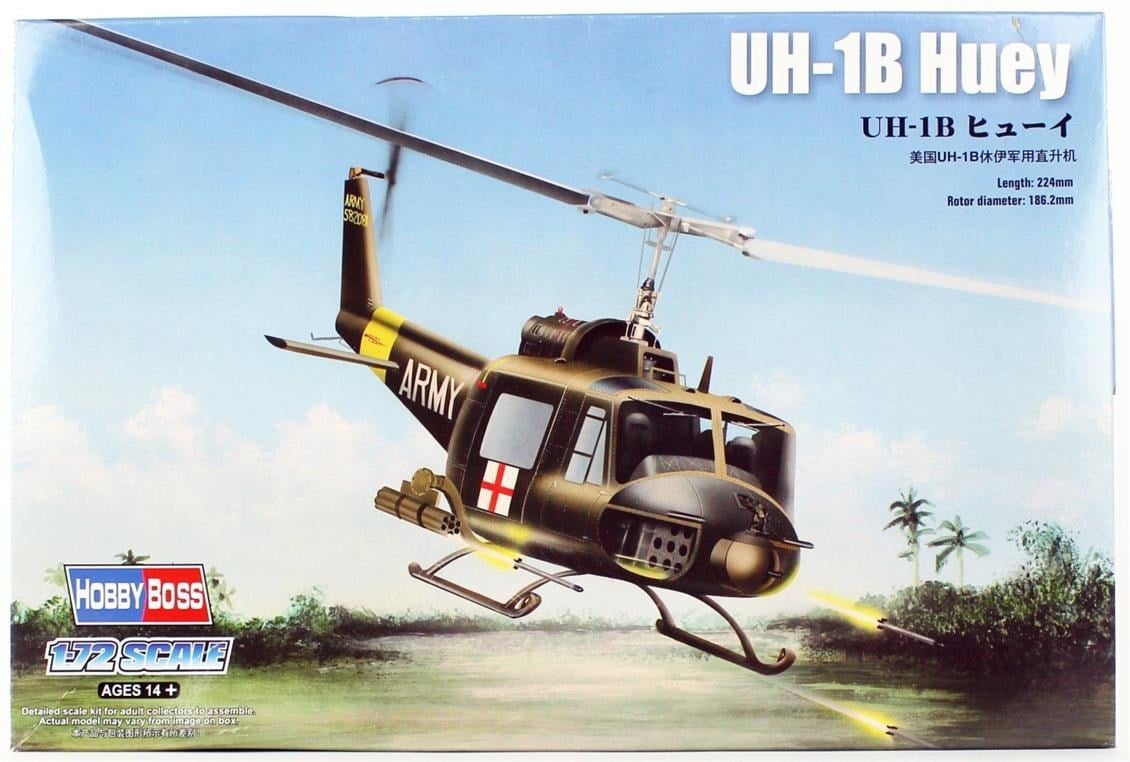 HobbyBoss 87228 1/72 Ölçek, UH-1B Huey Helikopteri , Plastik Model Kiti