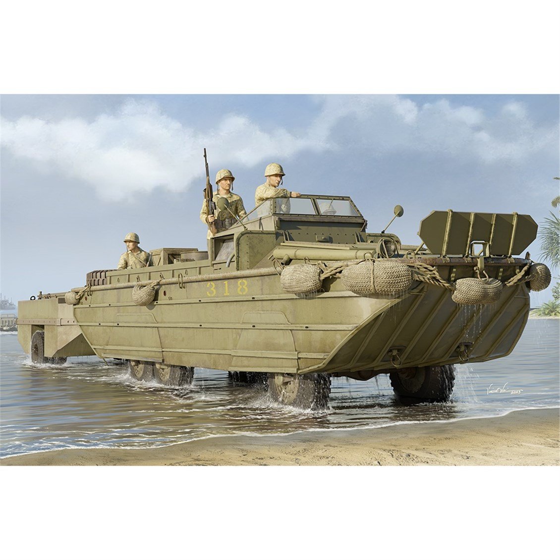 I Love Kit 63539 1/35 Ölçek, GMC DUKW-353 Amfibi Araç ve WTCT-6 Römork, Plastik Model Kiti