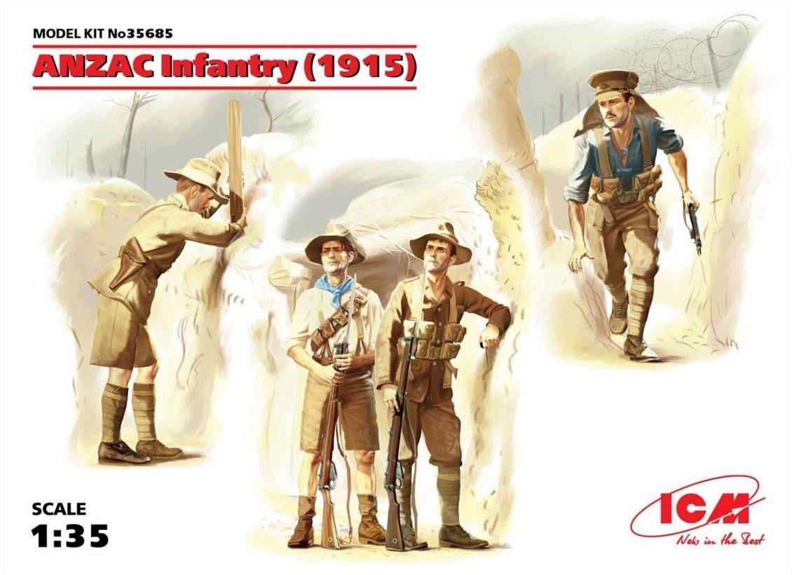 ICM 35685 1/35 Ölçek, ANZAC Infantry 1915 4 figures