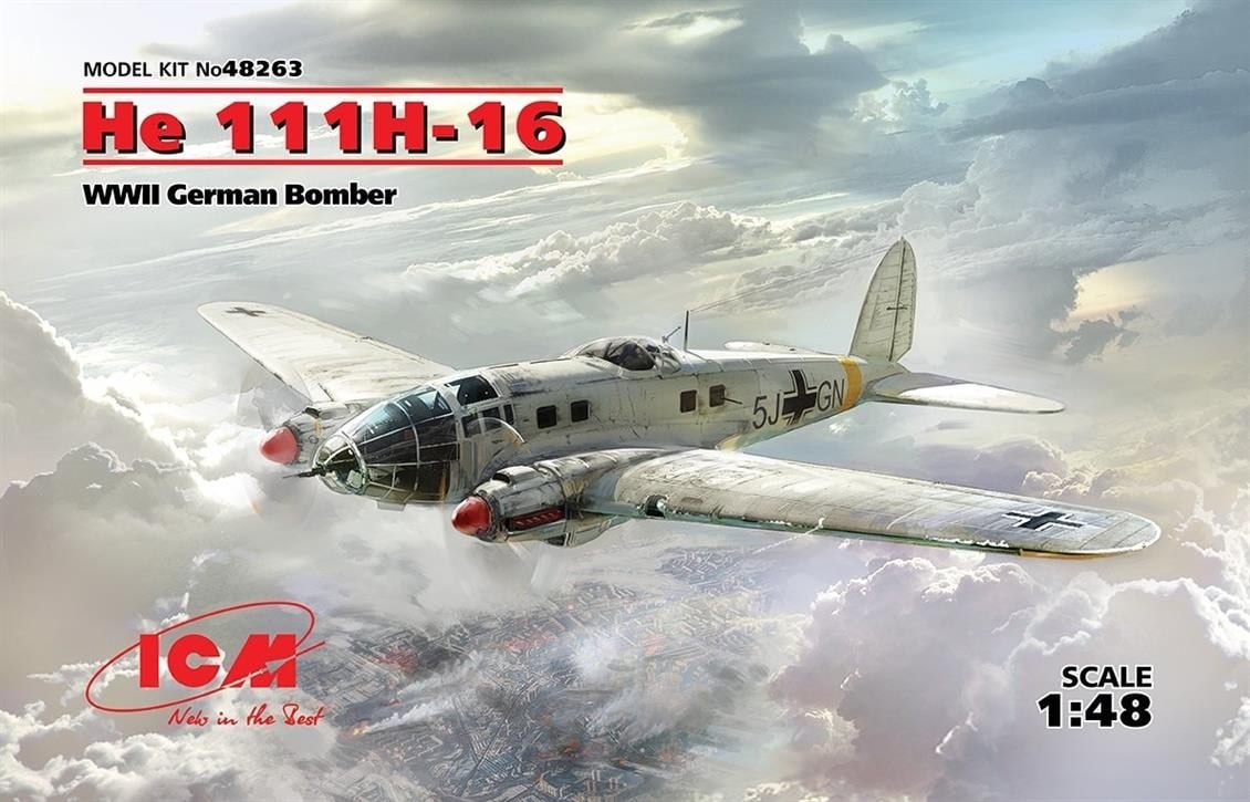 ICM 48263 He 111H-16, WWII German Bomber 10 adet He 11