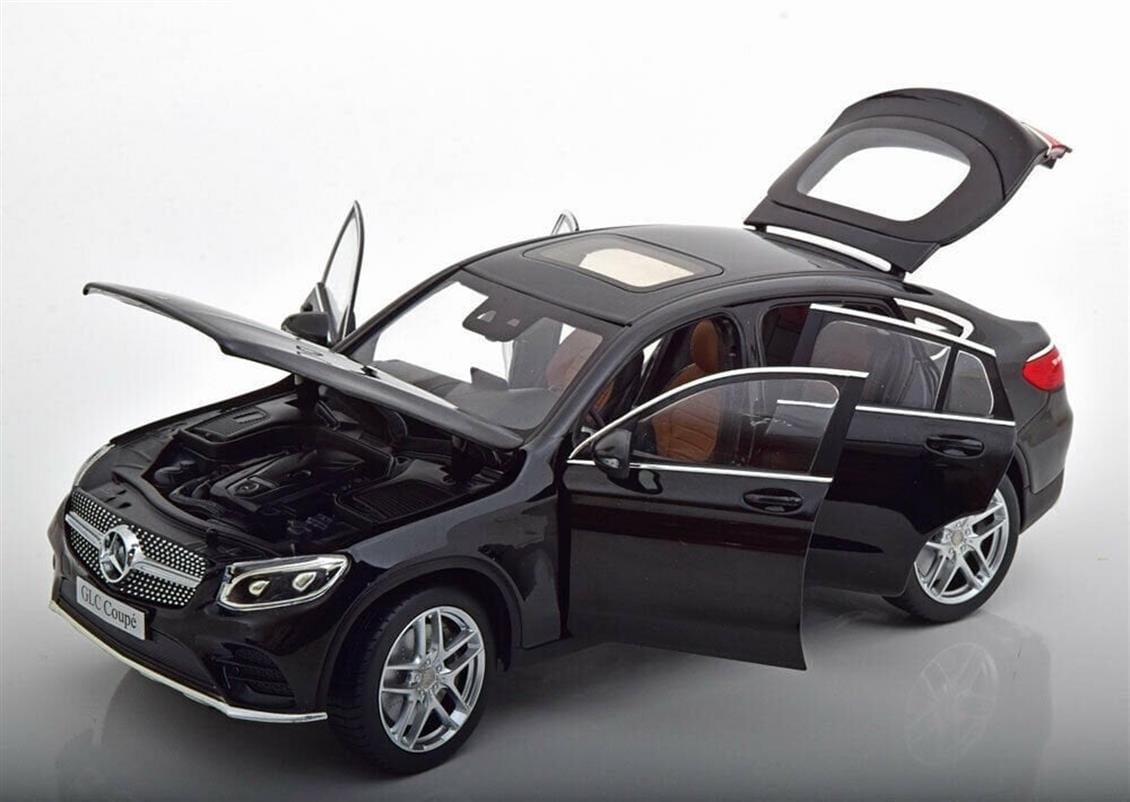 iScale 18GLC 1/18 Ölçek, 2018 Mercedes Benz GLC Coupe, Kromajlı Siyah, Sergilemeye Hazır Metal Araba Modeli