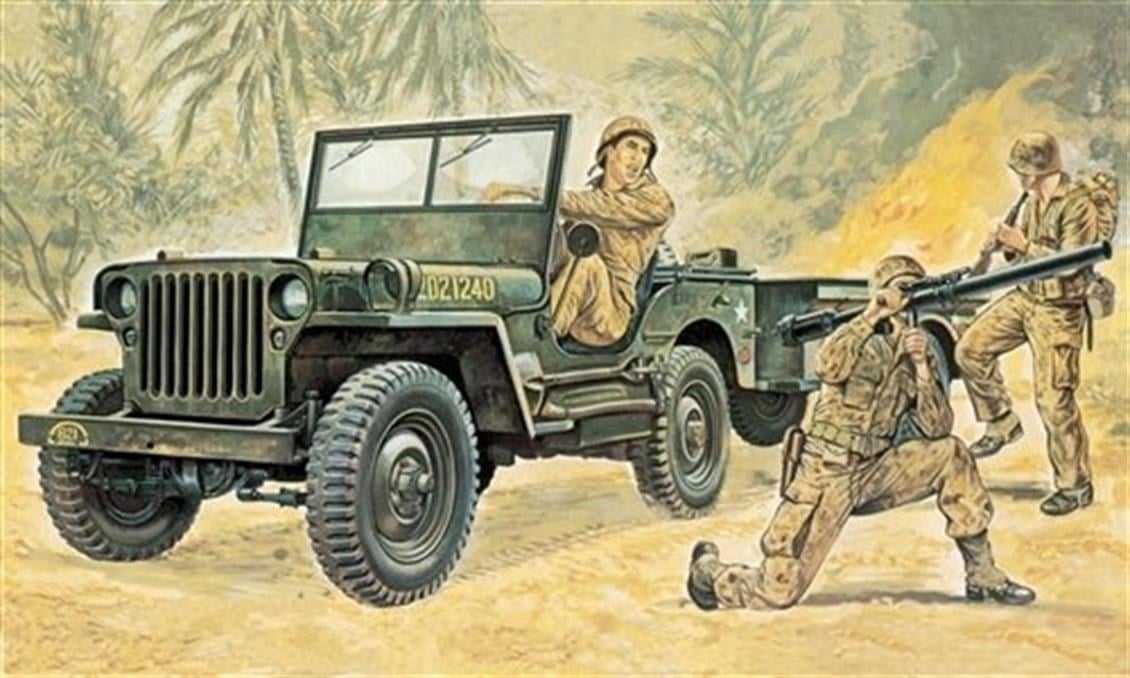 Italeri 0314S 1/35 Ölçek, Willys MB Jeep ve Römork, Plastik Model kiti