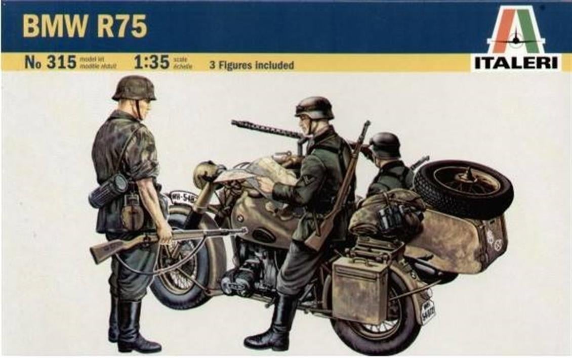 Italeri 0315S 1/35 Ölçek, Bmw R75 Sepetli Motosiklet, Plastik Model kiti