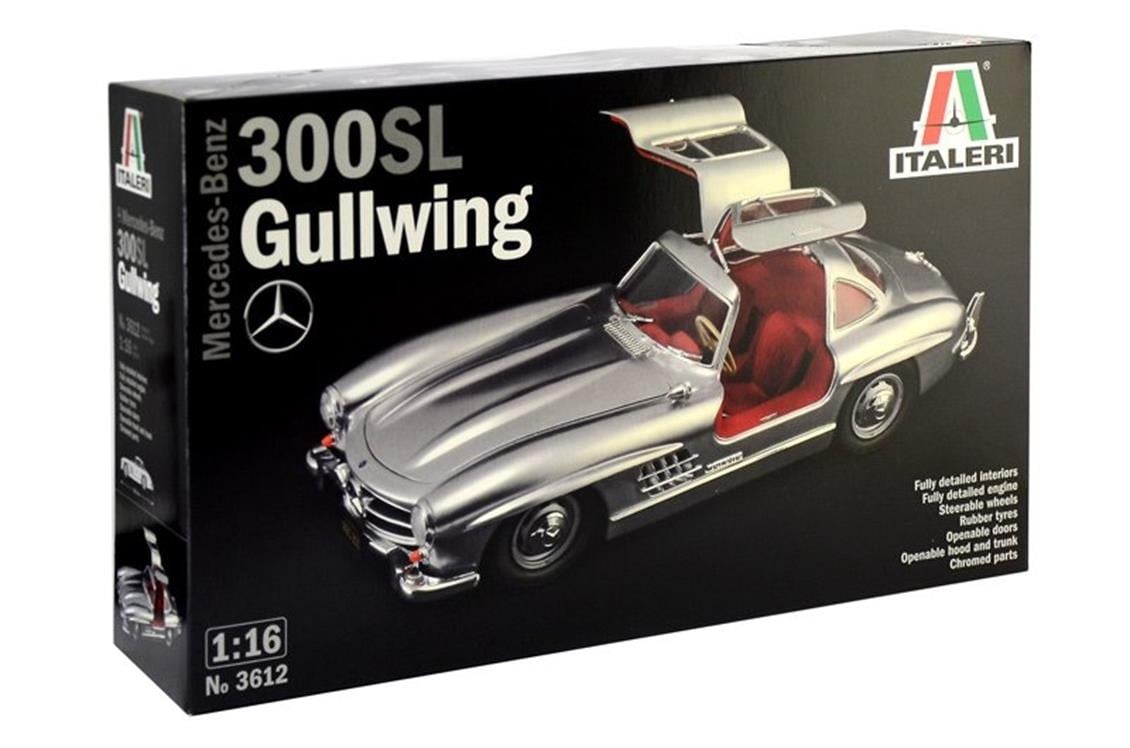 Italeri 3612S 1/16 Ölçek, Mercedes-Benz 300 SL Martı Kanat Araba, Plastik Model kiti