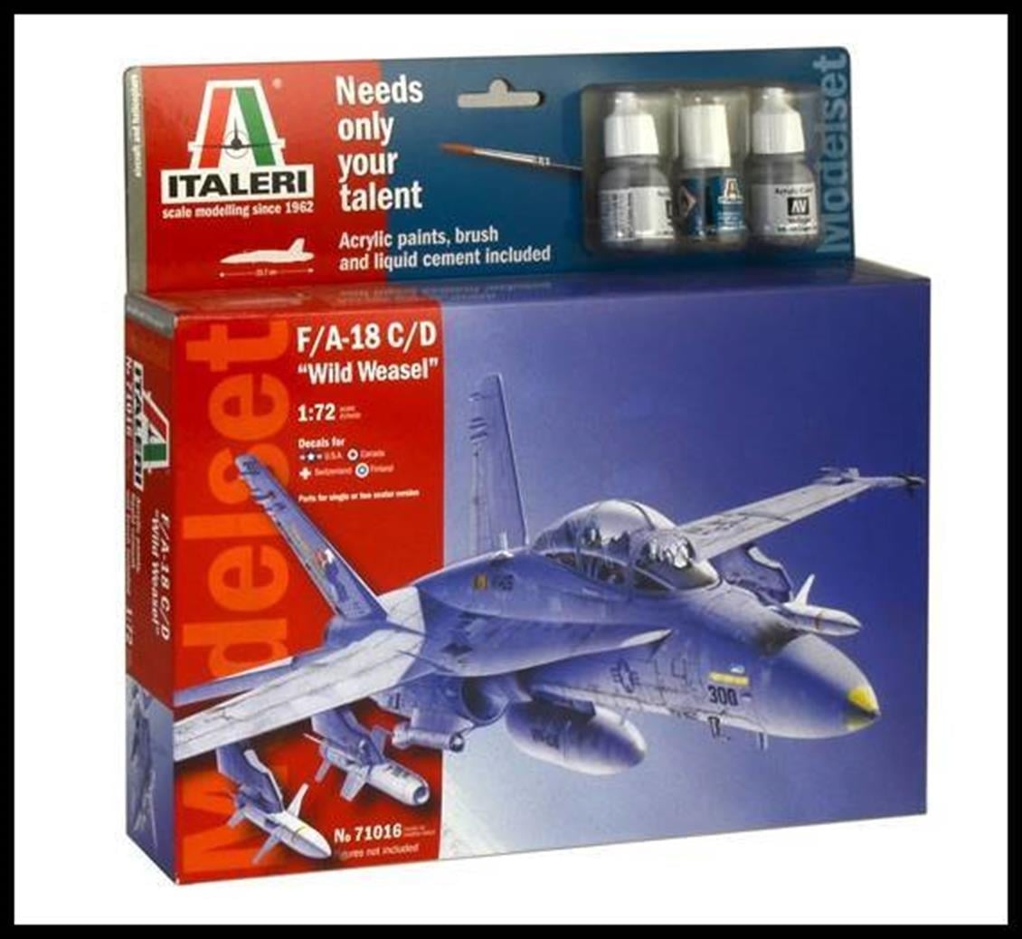 Italeri 71016 1/72 Ölçek, F/A-18 C/D (Wild Weasel) Savaş Uçağı Plastik Maket Seti