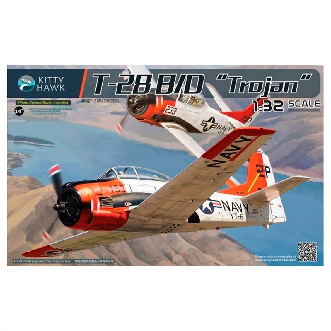 Kitty Hawk 32014 1/32 Ölçek, T-28B/D Trojan, Savaş Uçağı  Plastik Model kiti