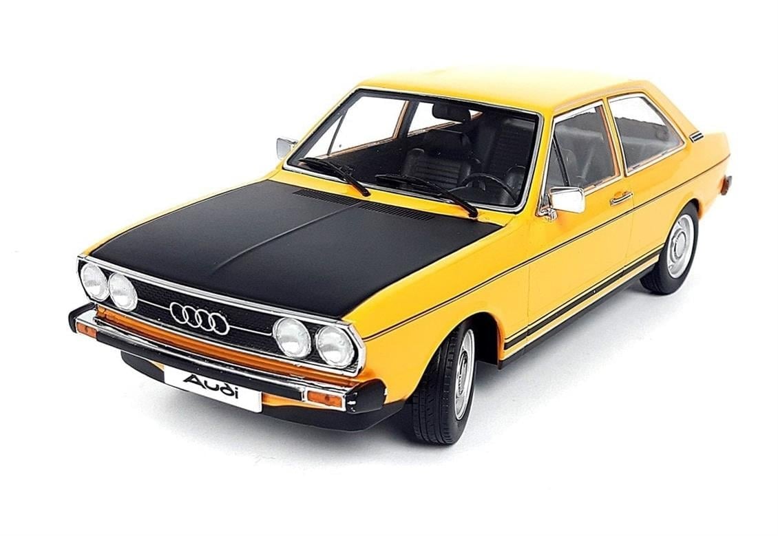 KKscale 180031 1/18 Ölçek, 1972 Audi 80 GT/E, Siyah-Sarı, Sergilemeye Hazır Metal Araba Modeli