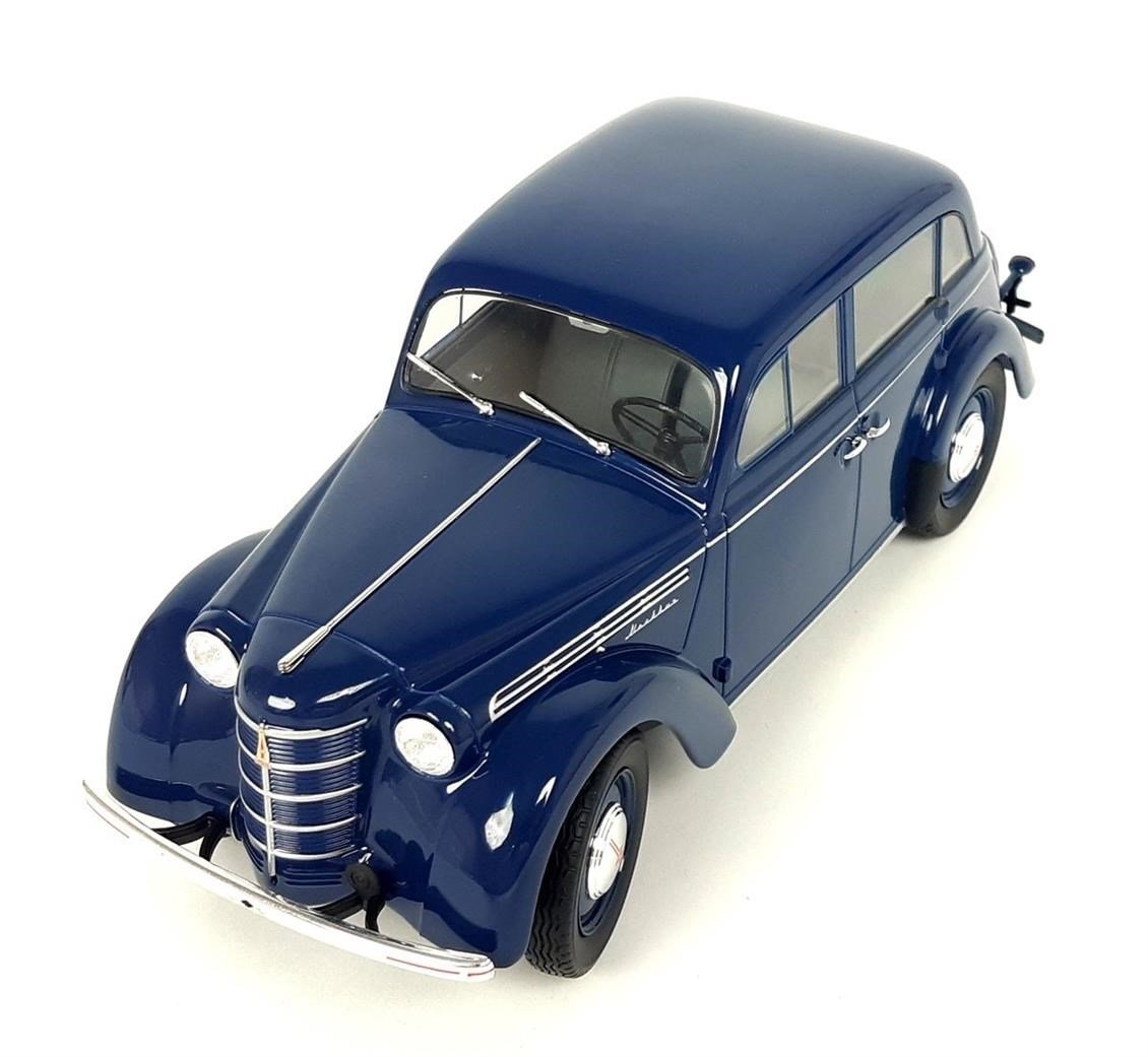 KKscale 180256 1/18 Ölçek, 1954 Moskvich 400-420, Koyu Mavi, Sergilemeye Hazır Metal Araba Modeli