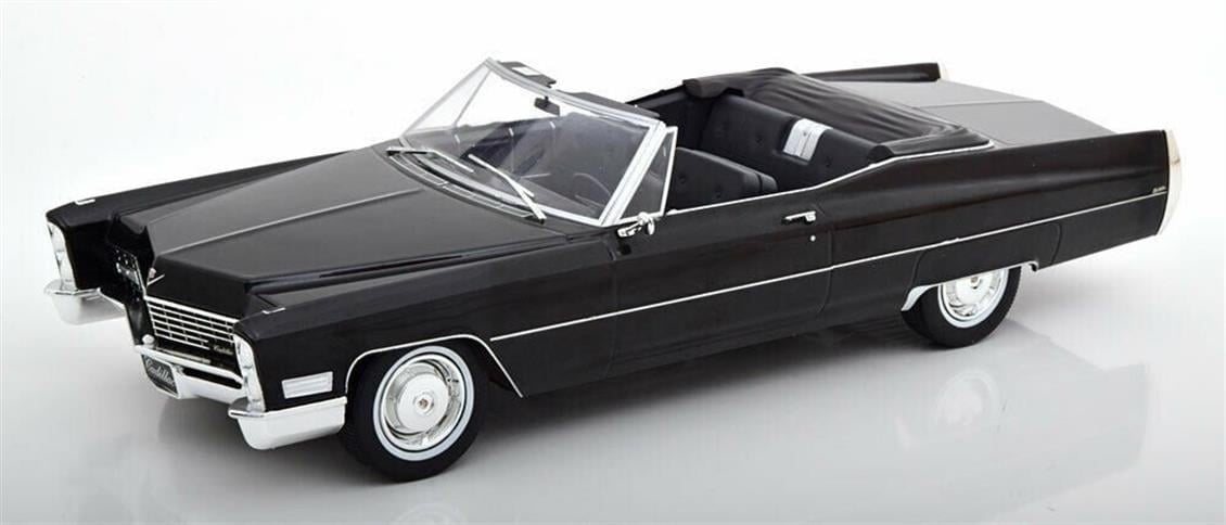 KKscale 180311 1/18 Ölçek, 1968 Cadillac Devielle Convertible, Siyah, Sergilemeye Hazır Metal Araba Modeli