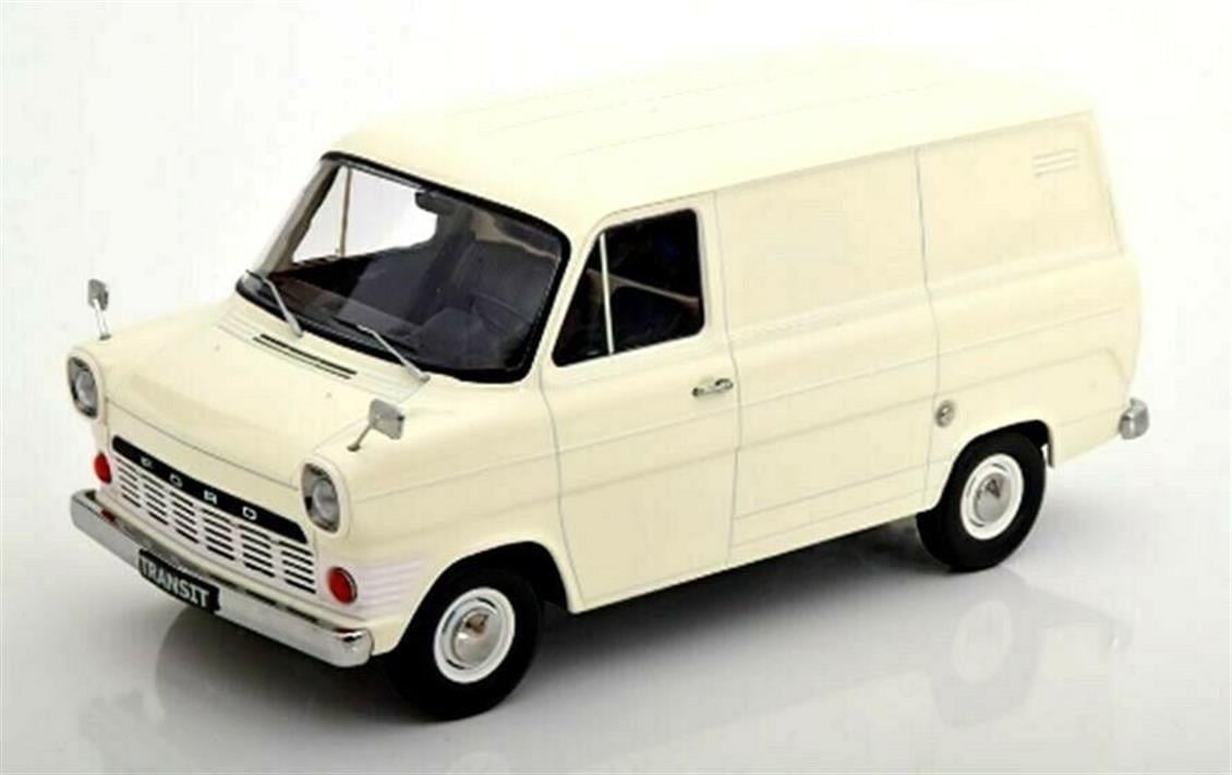 KKscale 180492 1/18 Ölçek, 1965 Ford Transit Van, MKI, Krem, Sergilemeye Hazır Metal Van Kamyonet Modeli