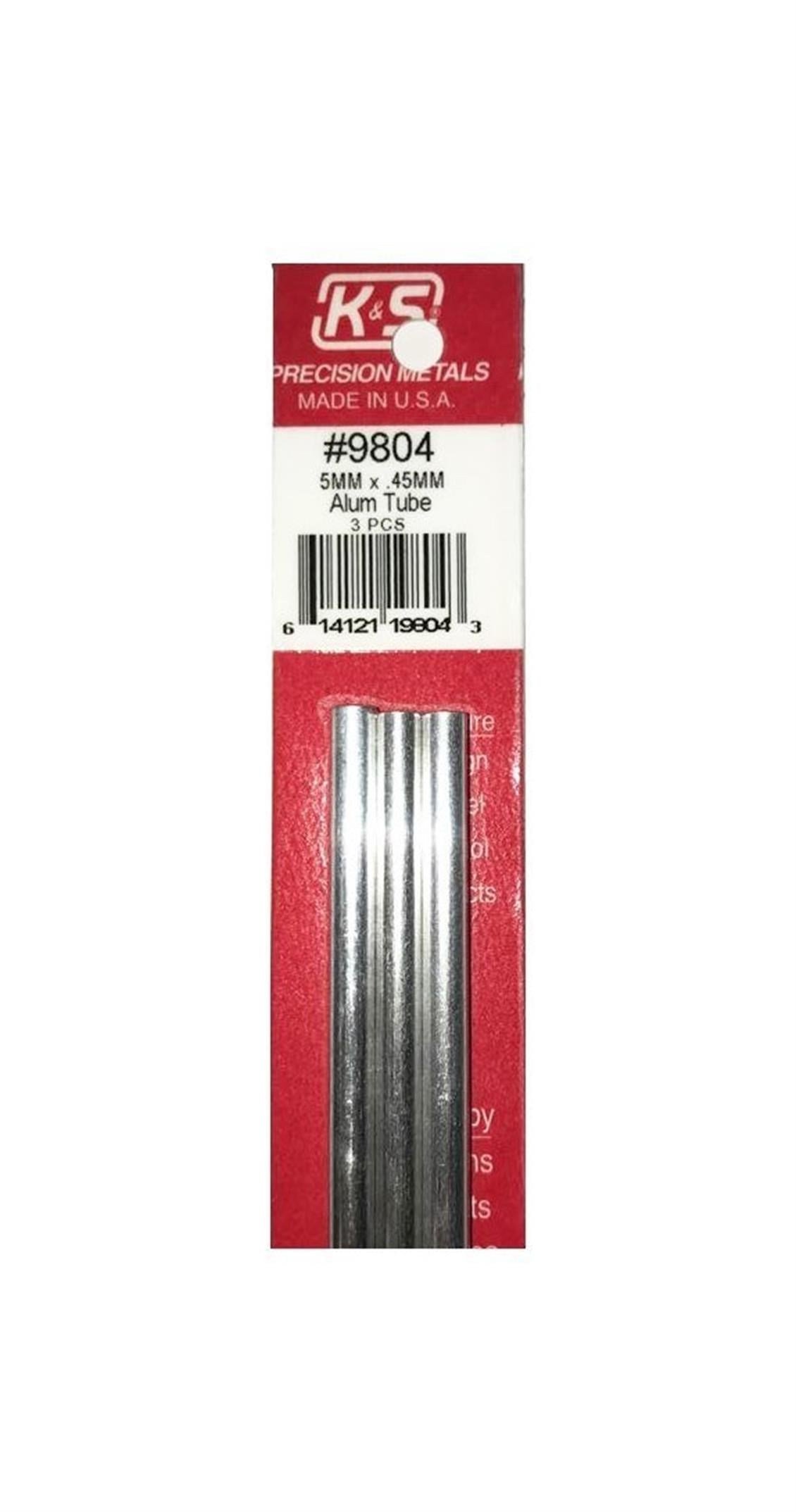 K&S 9804 Round Alumınum Tubes-5Mm Odx.45Mm Wallx300Mm-