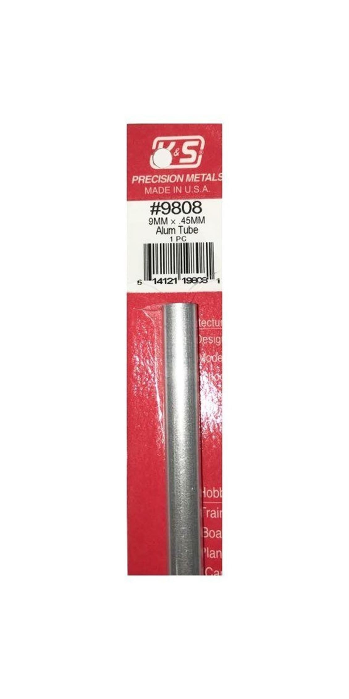 K&S 9808 Round Alumınum Tubes-9Mm Odx.45Mm Wallx300Mm-