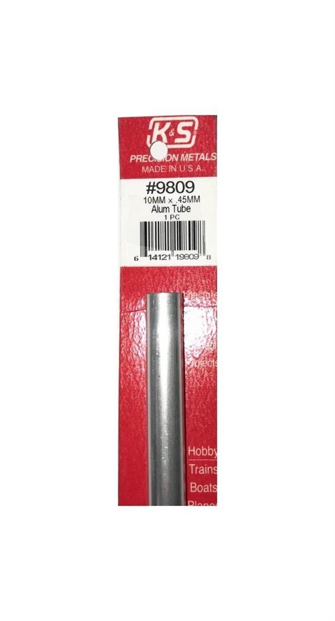 K&S 9809 Round Alumınum Tubes-10Mm Odx.45Mm Wallx300Mm
