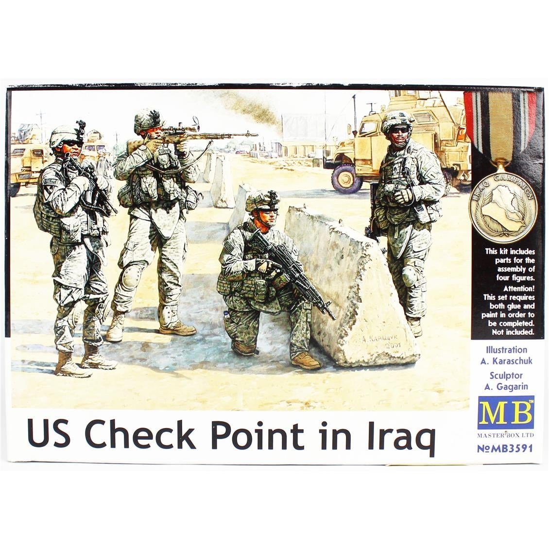Masterbox 3591 1/35 Ölçek, Amerikan Kontrol Noktası, Irak 2003, Plastik Figür Kiti