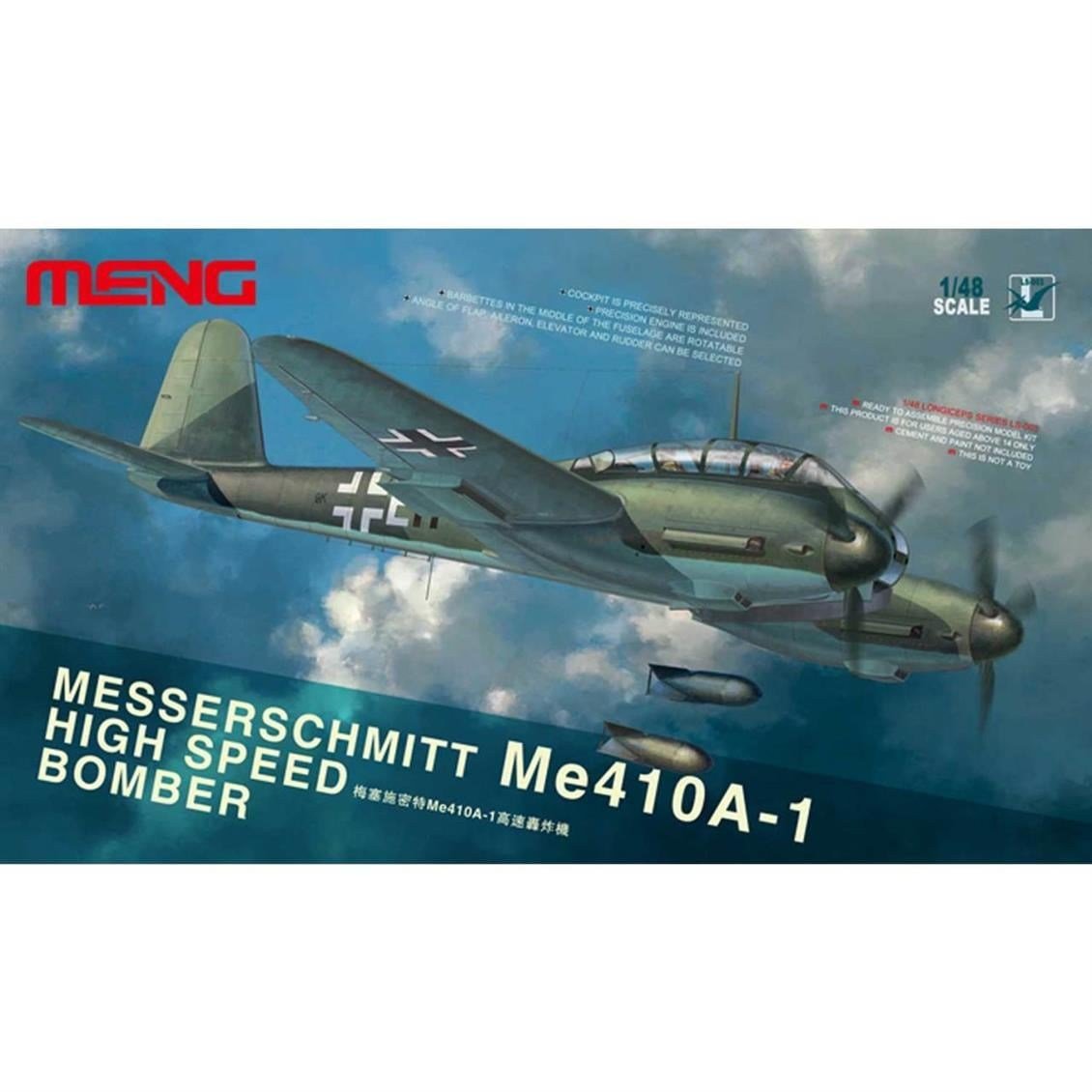 Meng LS-003 1/48 Ölçek, Messerschmitt Me 410A-1 Bombardıman Uçağı, Plastik Model Kiti