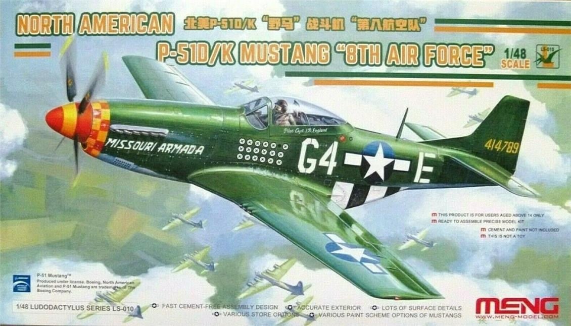 Meng LS-010 1/48 Ölçek, Mustang  P-51D/K (8th Air Force) Savaş Uçağı, Plastik Model Kiti