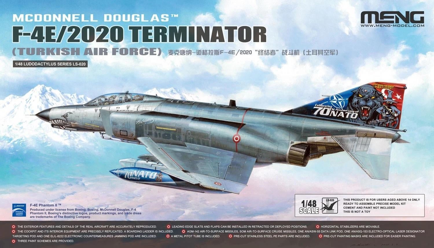 Meng LS-020 1/48 Ölçek, McDonnell Douglas F-4E/2020 Terminator (Turkish Air Force) Savaş Uçağı, Plastik Model Kiti