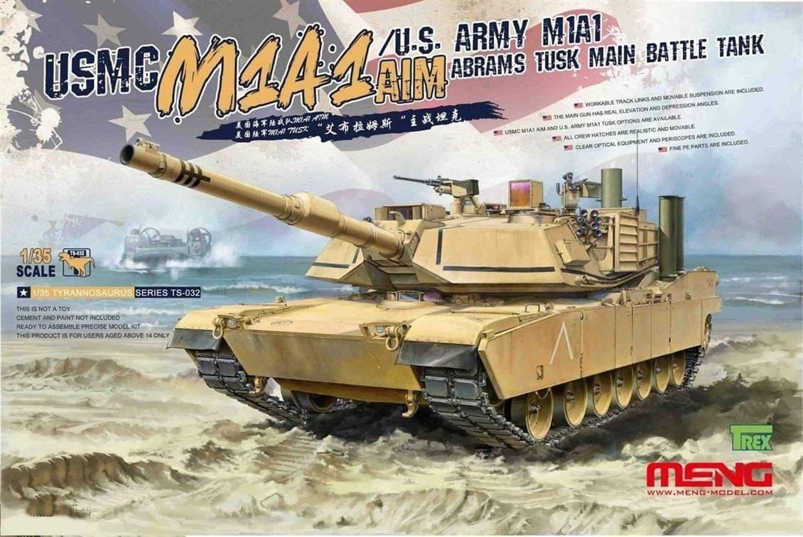 Meng TS-032 1/35 Ölçek, Amerikan M1A1 AIM/TUSK Tankı, Plastik Model Kiti