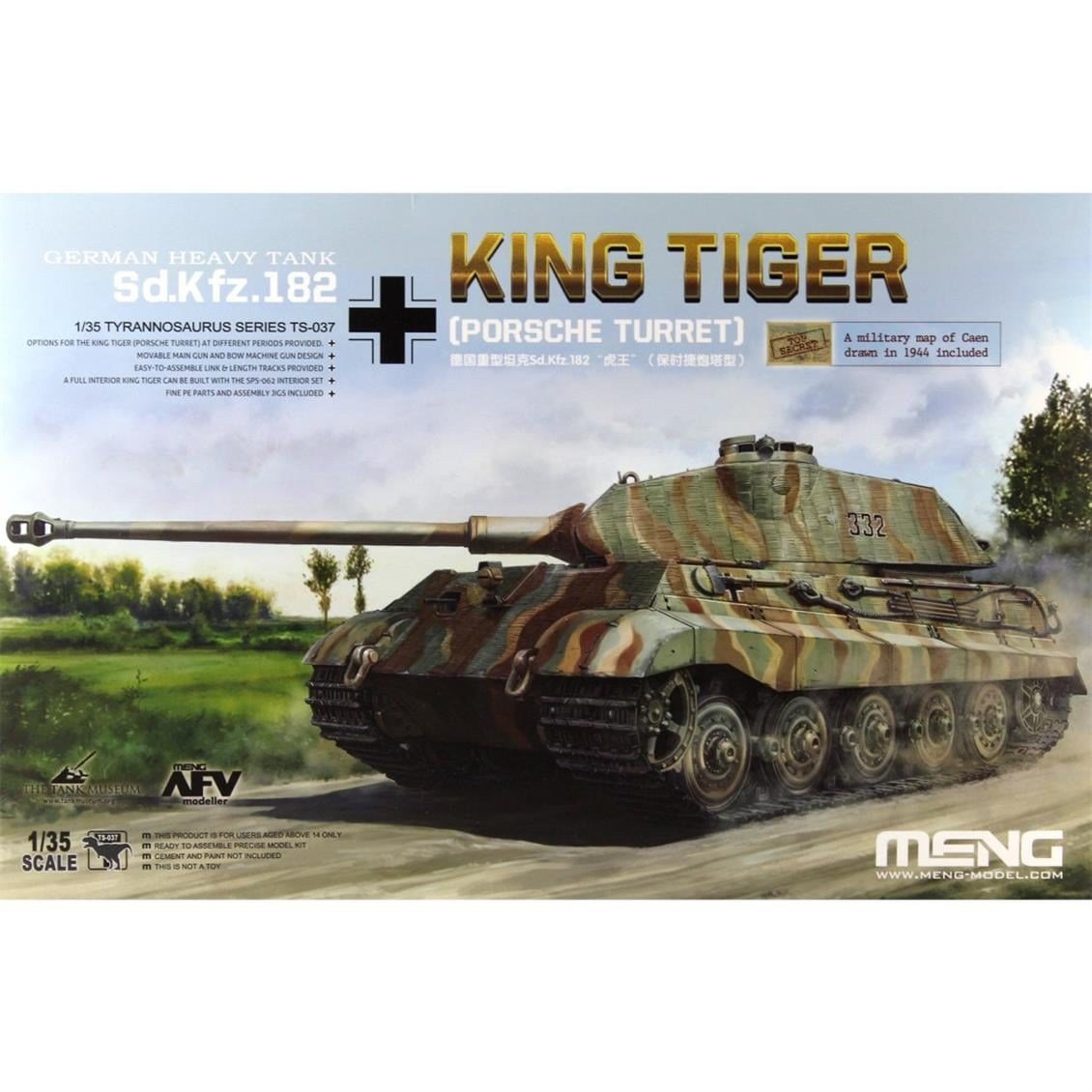 Meng TS-037 1/35 Ölçek, Alman Sd.Kfz.182 King Tiger (Porsche Turret) Ağır Tankı, Plastik Model Kiti