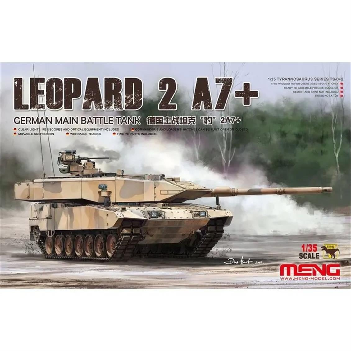 Meng TS-042 1/35 Ölçek, Leopard 2A7+ Alman Ana Muharebe Tankı, Plastik Model Kiti