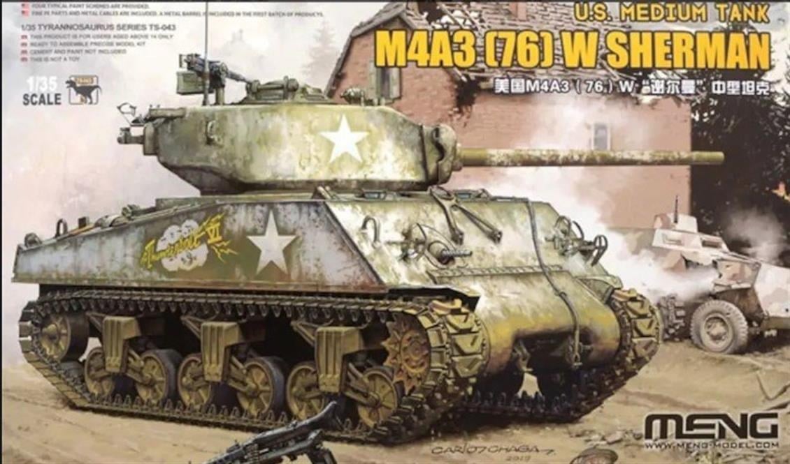 Meng TS-043 1/35 Ölçek, Amerikan M4A3(76) Sherman Tank, Plastik Model Kiti