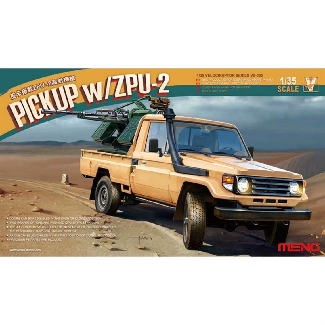 Meng VS-005 1/35 Ölçek, ZPU-2 Silahlı Toyota Kamyonet, Plastik Model Kiti