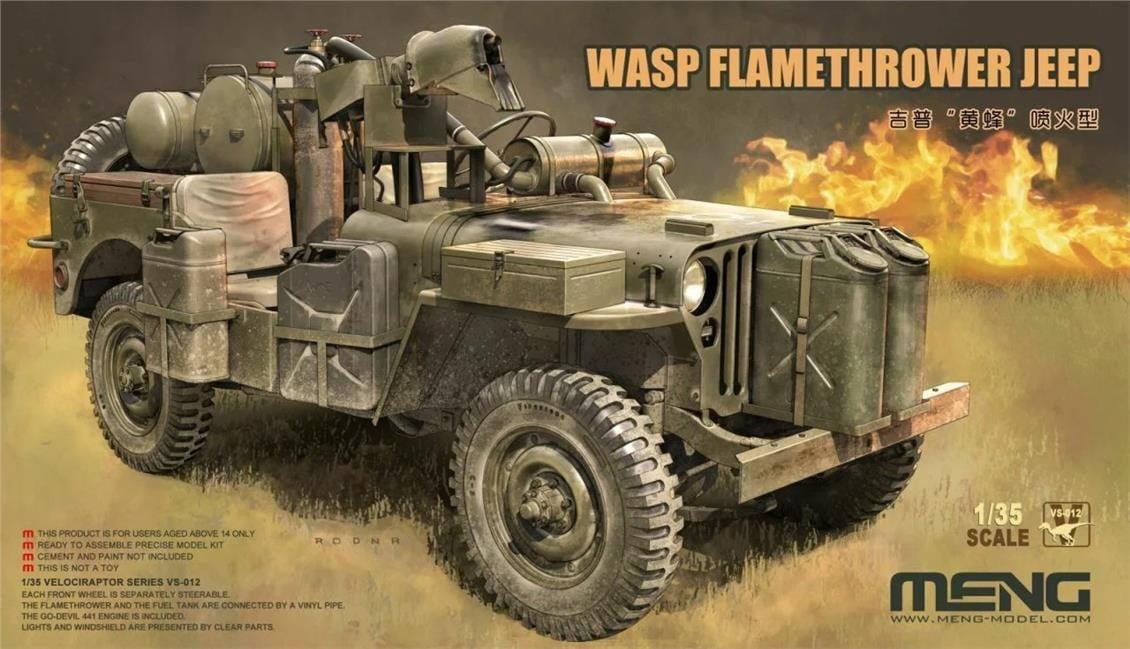 Meng VS012 1/35 Ölçek, MB Alev Silahlı Askeri Cip, Plastik Model Kiti