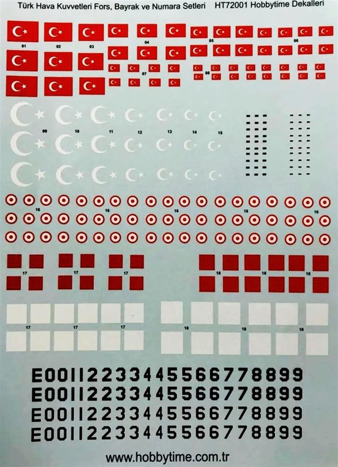 Microscale 72001 1/72 Ölçek, Türk Hava Kuvvetleri Decal Seti