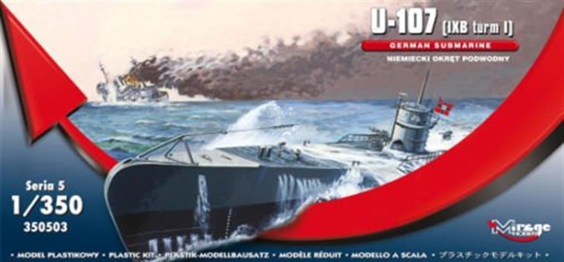 Mirage 350503 1/350 Ölçek, German Uboot U107 Ixb Turm I, Plastik Model kiti