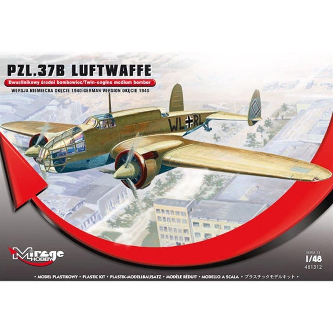 Mirage 48132 1/48 Ölçek, '_O_' Pzl 37B Bomber, Plastik Model kiti