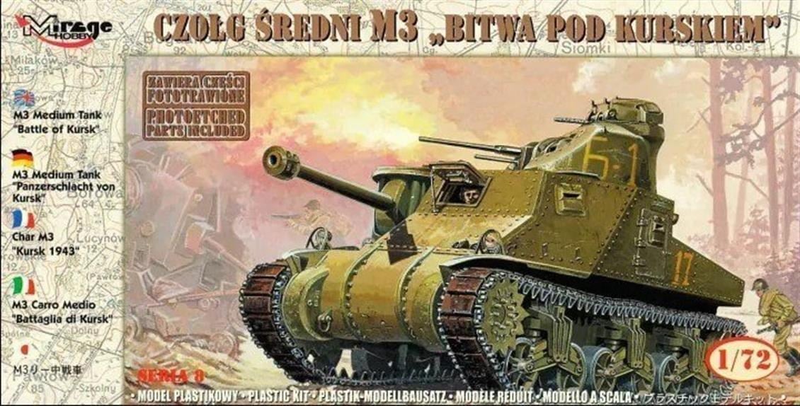 Mirage 72806 1/72 Ölçek, Medium Tank M3 Kursk 1943 24Th May, Plastik Model kiti