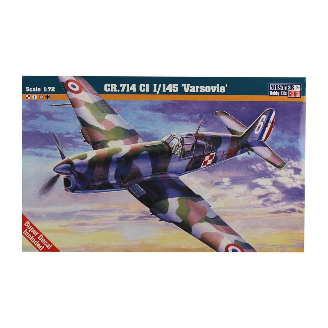 Mistercraft B005 1/72 Ölçek, CR.714 C1 1/145 (Varşova) Savaş Uçağı, Plastik Model kiti