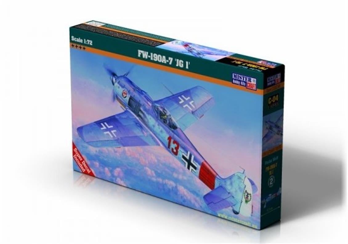 Mistercraft C004 1/72 Ölçek, Fw-190A-7JG-1 Savaş Uçağı, Plastik Model kiti