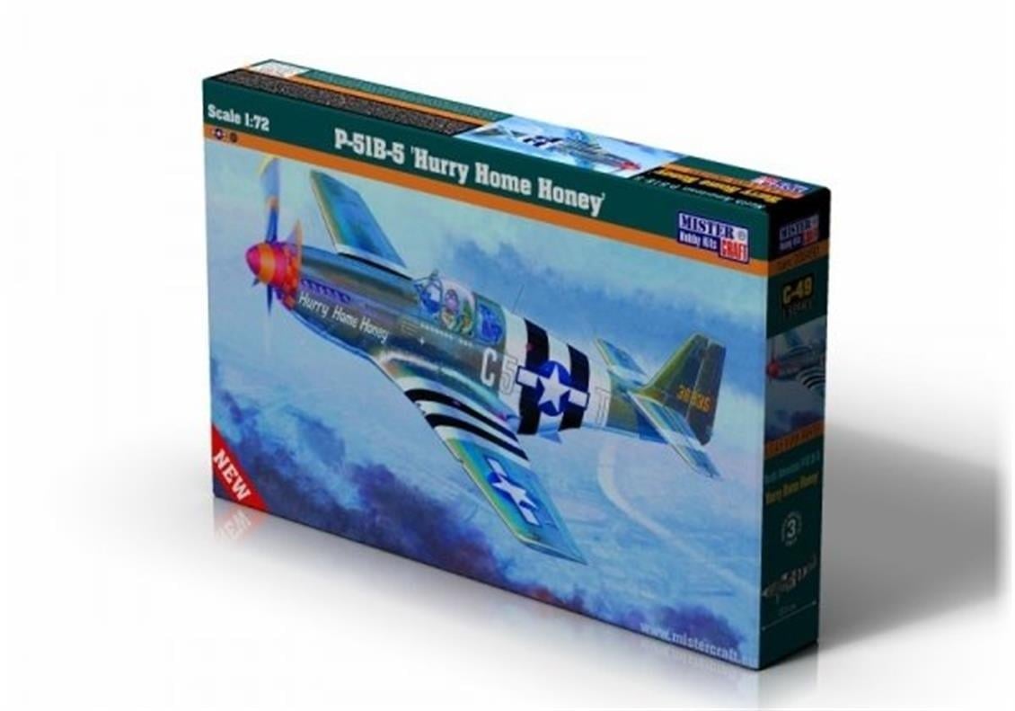 Mistercraft C049 1/72 Ölçek, P-51 B-5 (Hurry Home Honey) Savaş Uçağı, Plastik Model kiti