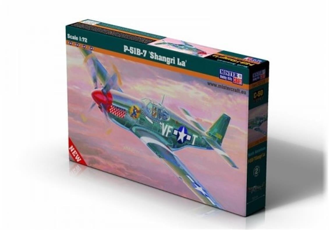 Mistercraft C050 1/72 Ölçek, P-51 B-7 (Shangri La) Savaş Uçağı, Plastik Model kiti