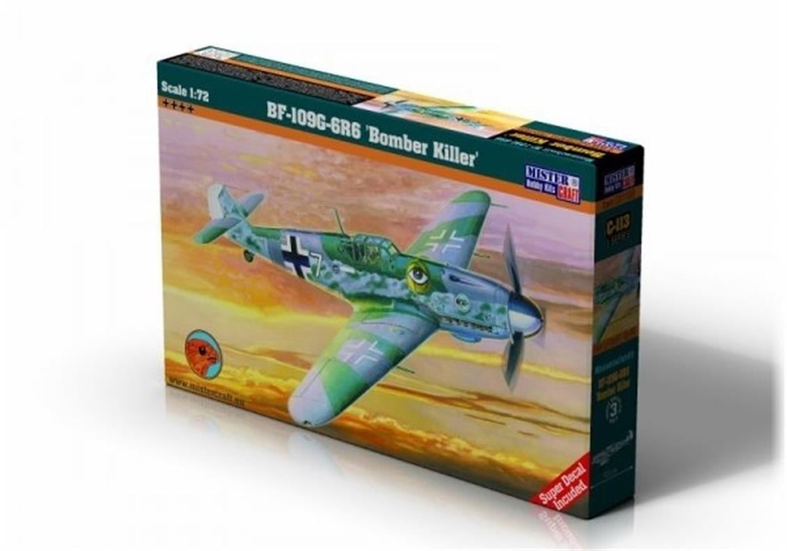 Mistercraft C113 1/72 Ölçek, BF-109G-6R6 ( Bomber Killer) Savaş Uçağı, Plastik Model kiti