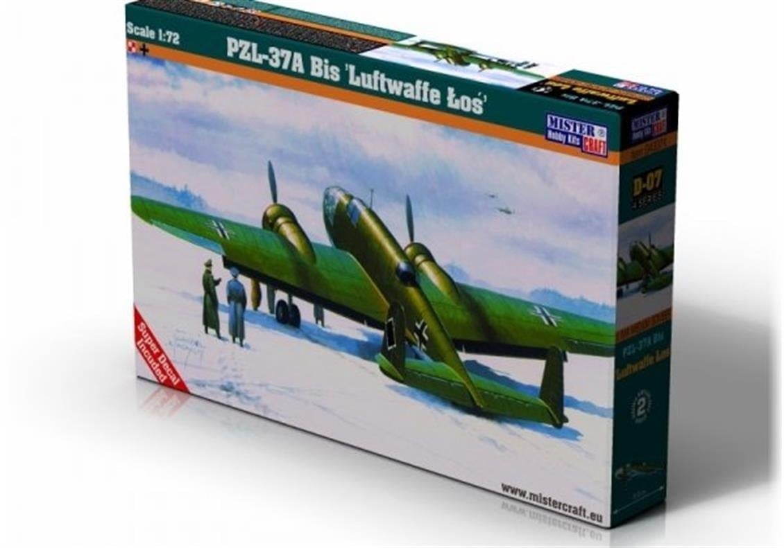 Mistercraft D007 1/72 Ölçek, PZL P-37A Bis ?o? ILuftwaffe Savaş Uçağı, Plastik Model kiti