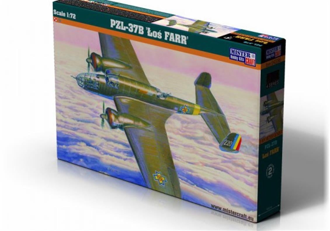 Mistercraft D009 1/72 Ölçek, PZL P-37VVS & FARR Savaş Uçağı, Plastik Model kiti