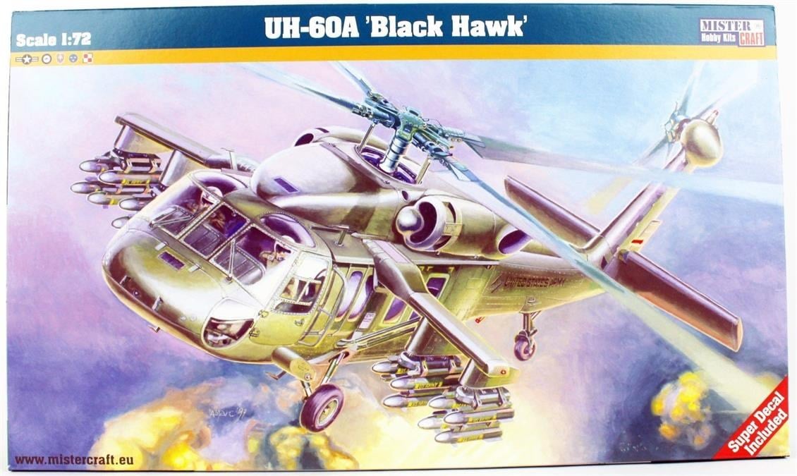 Mistercraft F022 1/72 UH-60 A Black Hawk Askeri Helikopter Plastik Model Kiti