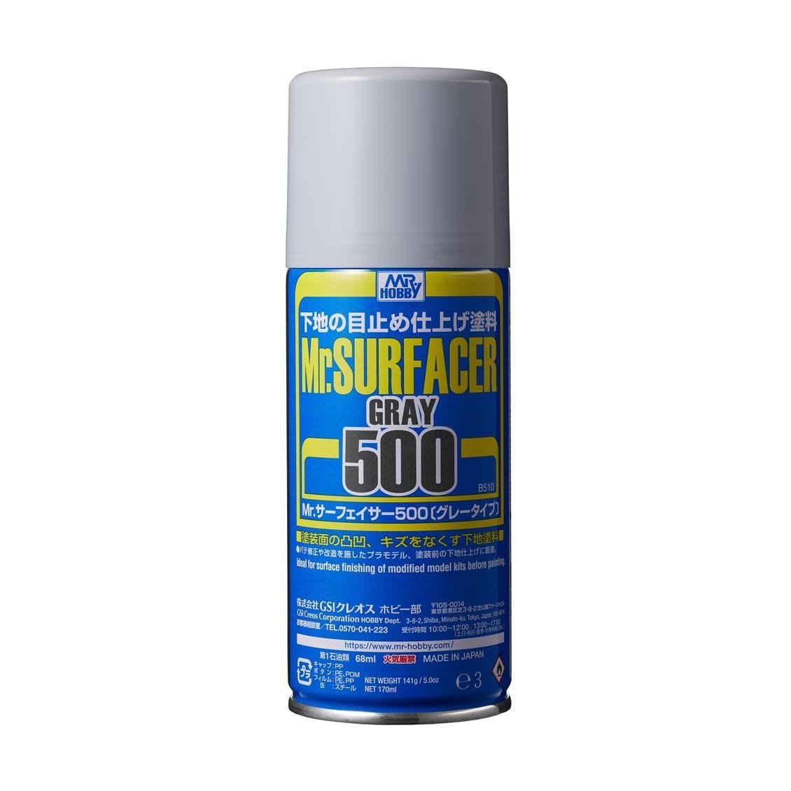 Mr.Hobby B-510 170 ml. Mr. Surfacer 500, Gri, Sprey Astar Boyası