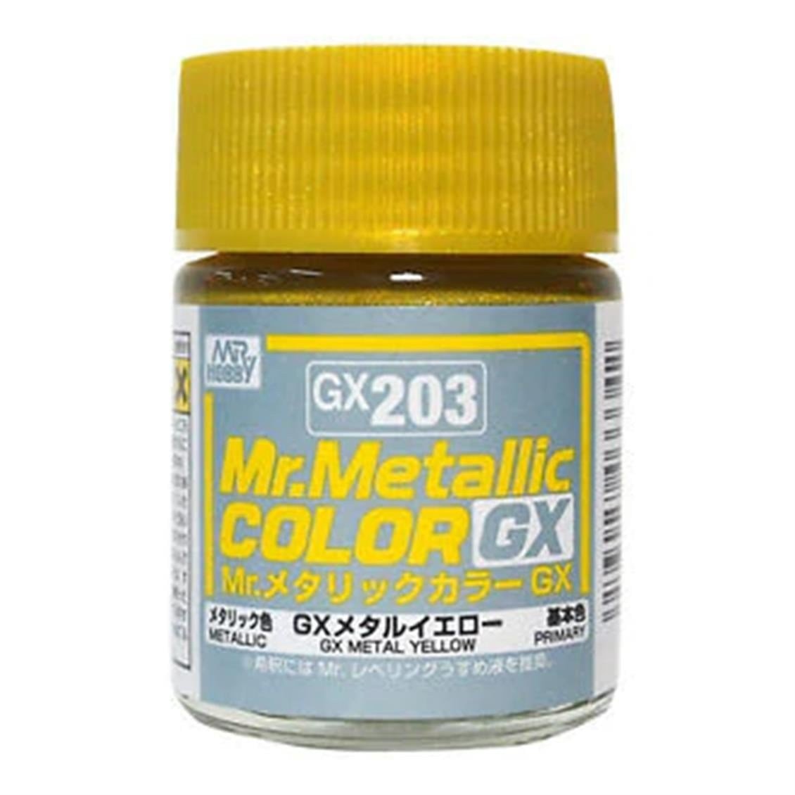 Mr.Hobby GX-203 18 ml. Metallic Yellow, Metalik Serisi Model Boyası