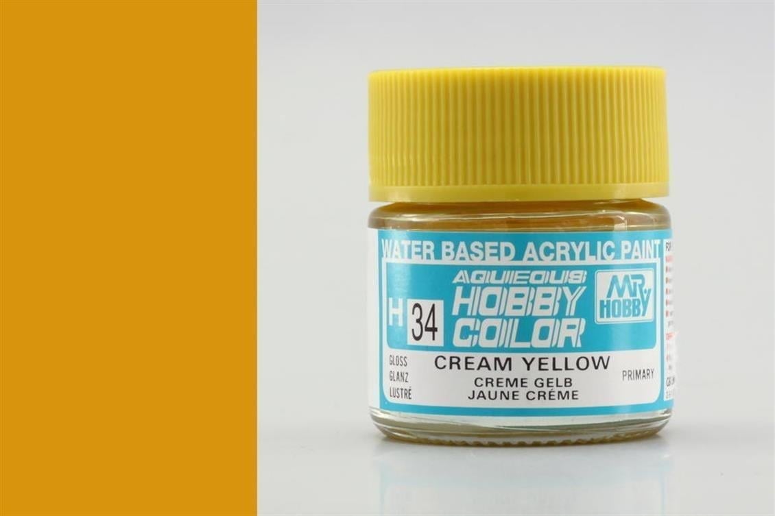 Mr.Hobby H-034 10 ml. Cream Yellow, Aqueous Serisi Model Boyası