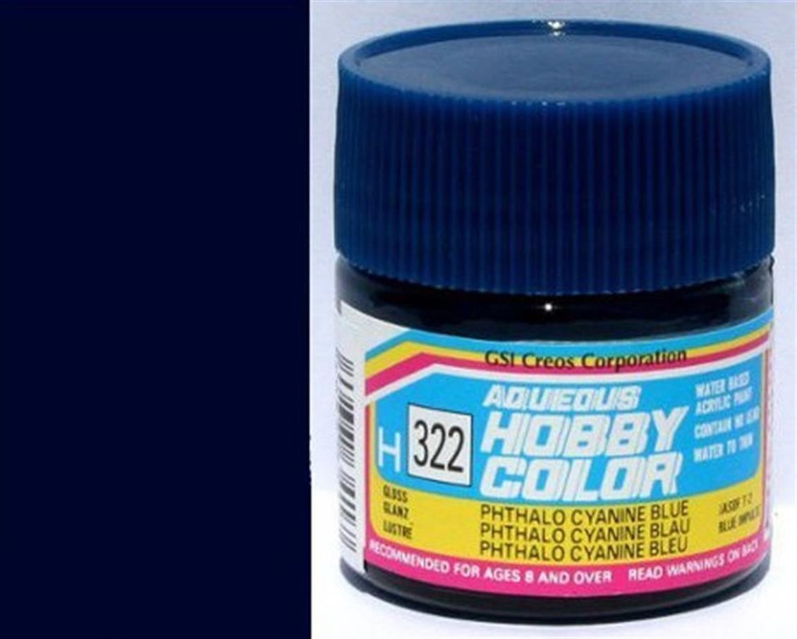 Mr.Hobby H-322 10 ml. Gloss Phtralo Cyanne Blue, Aqueous Serisi Model Boyası