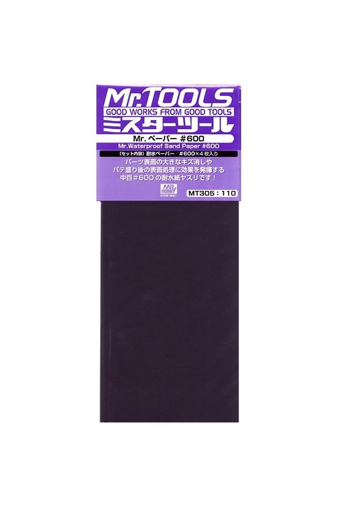 Mr.Hobby MT-305 Su Geçirmez, Kum Zımparası, No.600, 9,5x23 cm. 4 Adet