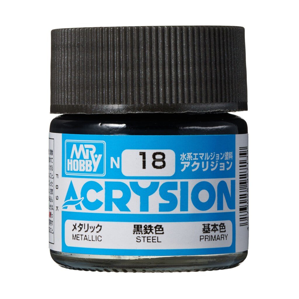 Mr.Hobby N-018 10 ml. Steel, Acrysion Serisi Model Boyası
