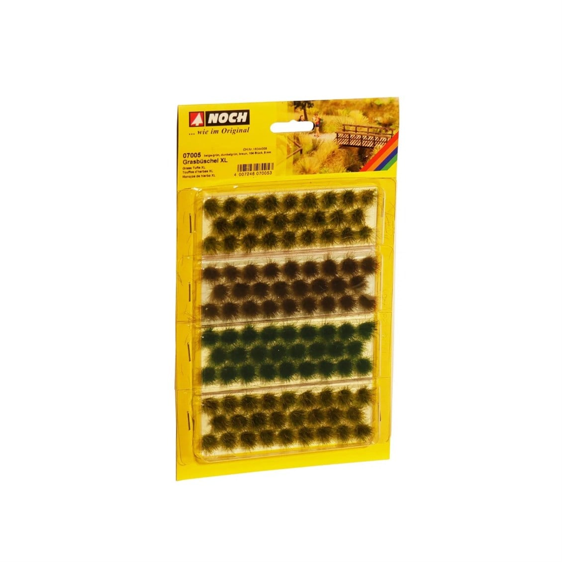 Noch 7005 XL Çimen Kümeleri, Canlı Renkli, 9 mm, 104 Adet, Diorama Malzemesi